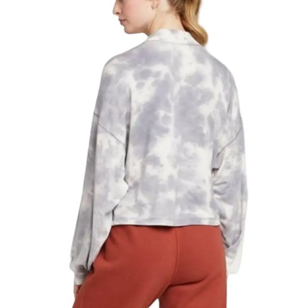 Wild Fable Gray and White Tie Dyed Mock Neck Cropped Sweatshirt Size Large NWT - Picture 6 of 9